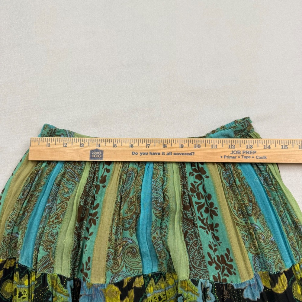 Anii By Natural Womens Medium Boho Tiered Maxi Skirt Paisley Floral Patchwork - Picture 5 of 8